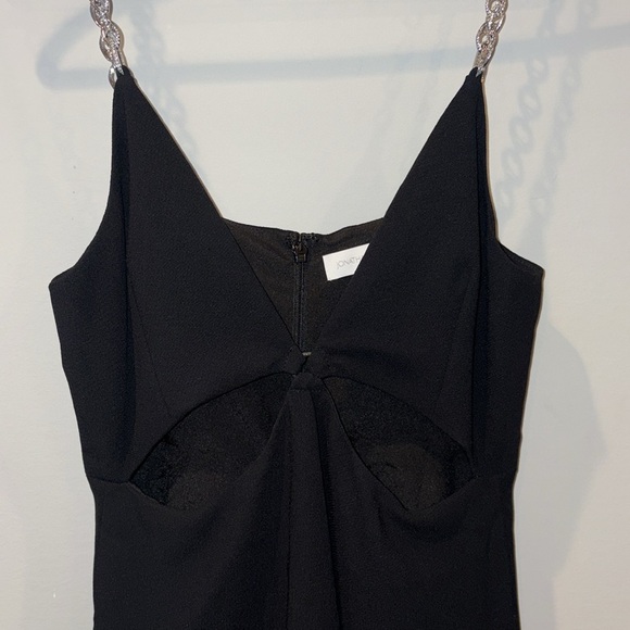 Jonathan Simkhai Ellis Crystal Strap Cut Out Mini Dress Size 4 Black/Silver - Picture 8 of 16